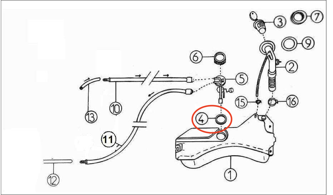 Packning / tätning bränsletank Aixam från årsmodell 2010 - Mopedbilsdelar