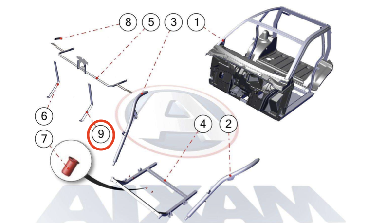 Fäste vänster främre stötfångare Aixam S9 2017-2023