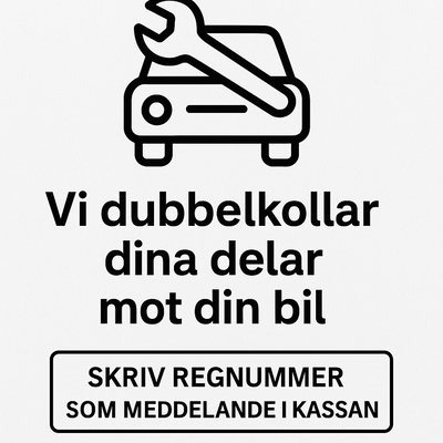 Vi kontrollerar att du valt rätt delar till din mopedbil. (Skriv regnummer som meddelande i kassan)