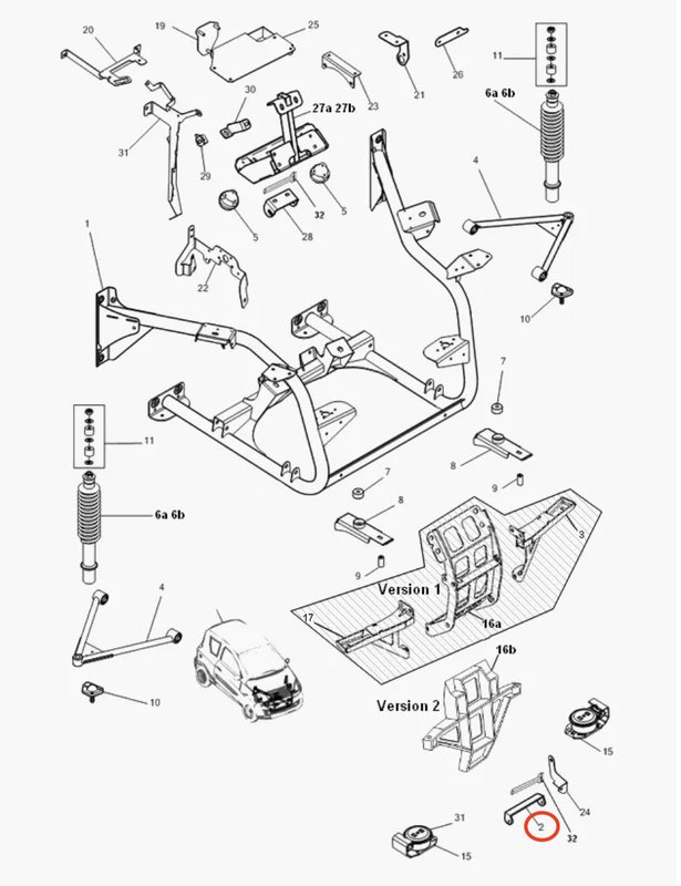 Främre motorfäste Ligier JS RC & Microcar M8 / F8C / MGO 2