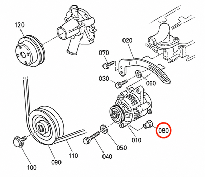 Distanshylsa generator Aixam Kubota Z402 / Z482 original - 19837-64374
