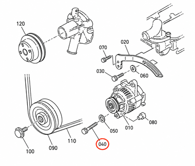 Nedre generatorbult Aixam Kubota Z402 / Z482 original - 01123-50860