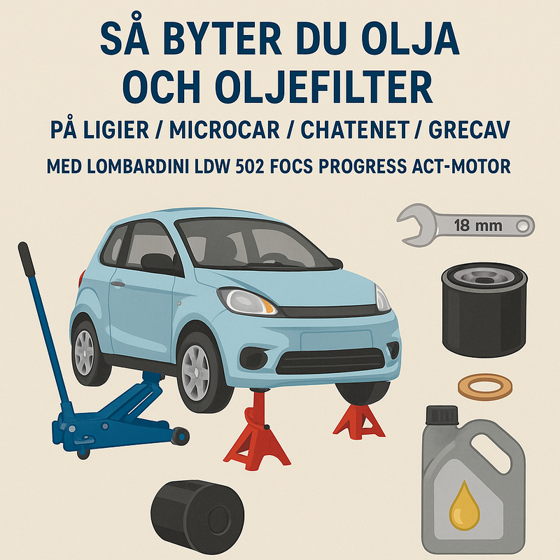 Hur gör du oljeservice på mopedbil med Lombardini Progress ACT motor?