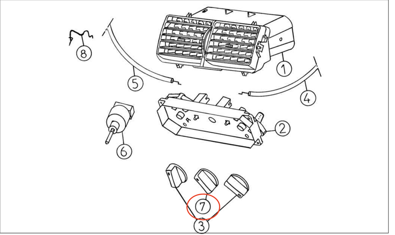 Vred / knapp till kupéfläkt Aixam 2008-2010