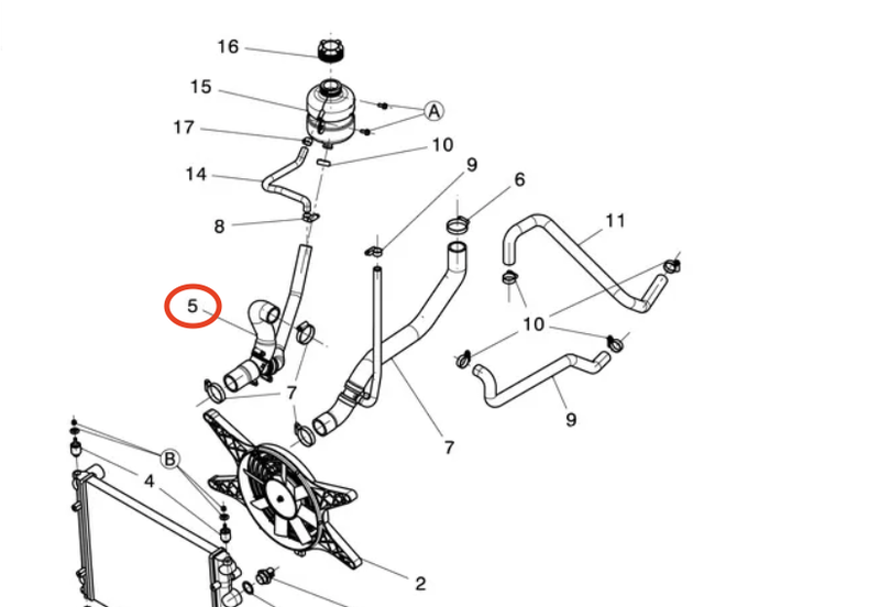 Övre kylarslang Ligier & Microcar Lombardini Focs / Progress