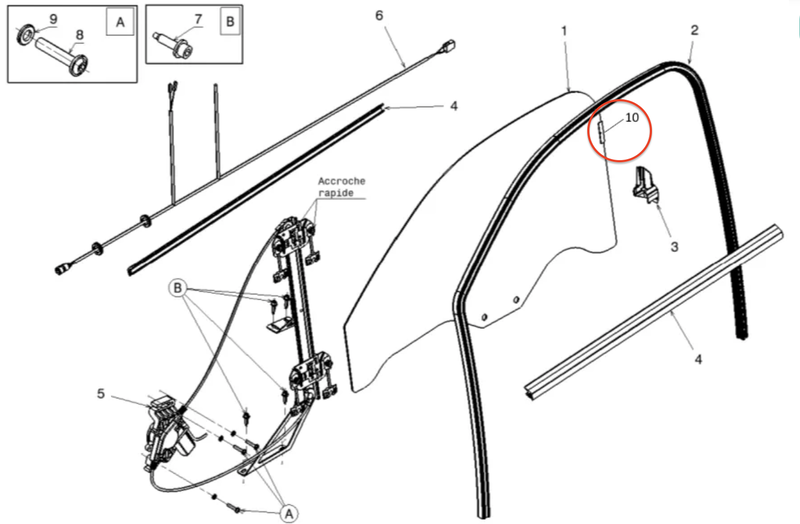 Fönsterklämma / Clips till fönster Ligier / Microcar
