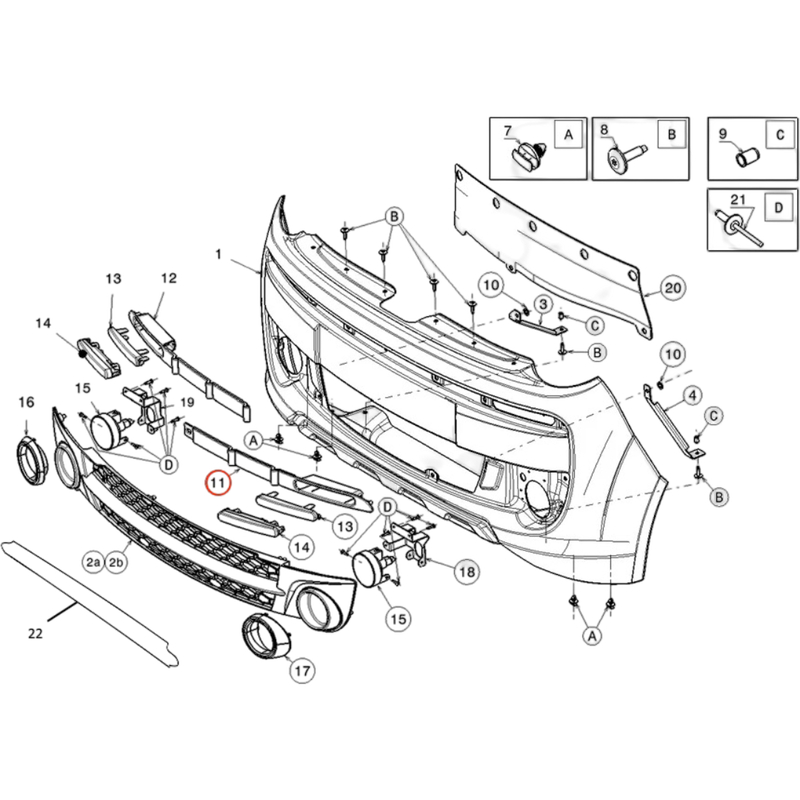 Puskurin ritilä vasen etu Microcar