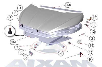 Kumitulppa moottorikannen kiinnitykseen Aixam-mopoautoihin