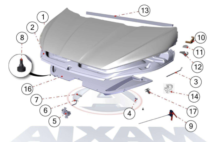 Kumitulppa moottorikannen kiinnitykseen Aixam-mopoautoihin