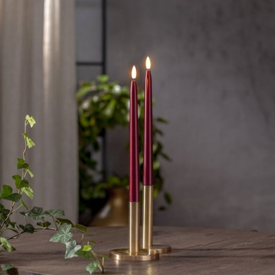 Antikljus Flamme Metall Röd 28cm