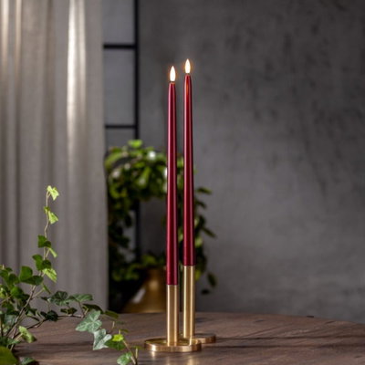 Antikljus Flamme Metall Röd 39cm