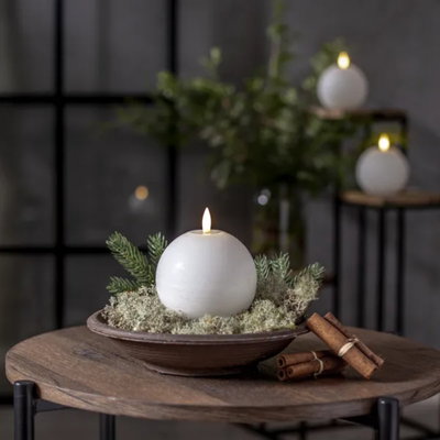 Blockljus Flamme Rustic Vit 11,5cm Rund