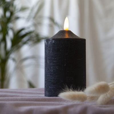 Blockljus Flamme 15cm Svart