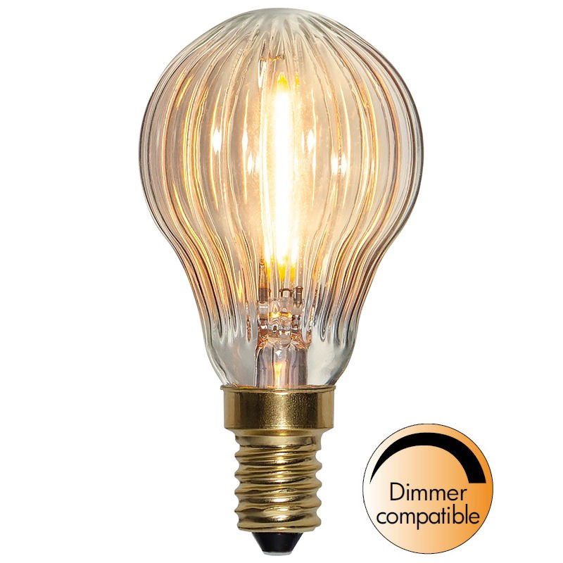 Dimbar Klotlampa LED Räfflad 0,8W 50lm E14 2200K Dimbar Klotlampa LED Räfflad 0,8W 50lm E14 2200K
