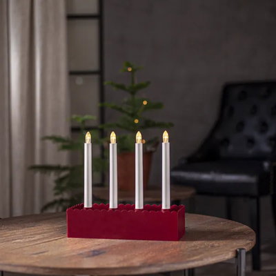 Ljusstake Advent Röd Batteri