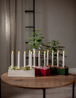 Ljusstake Advent Röd Batteri