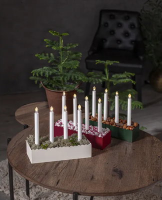 Ljusstake Advent Röd Batteri