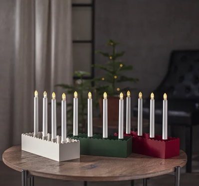 Ljusstake Advent Röd Batteri
