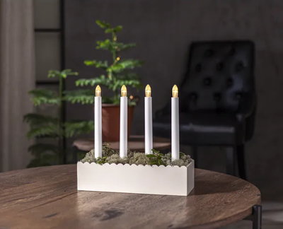 Ljusstake Advent Vit Batteri