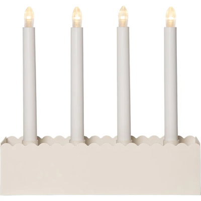 Ljusstake Advent Vit Batteri