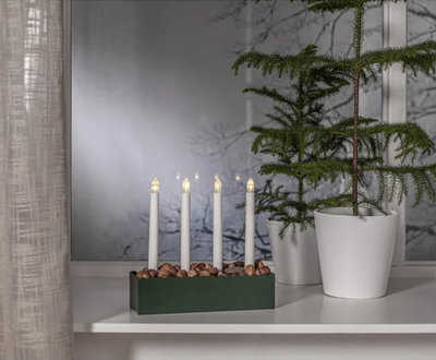 Ljusstake Advent Grön Batteri