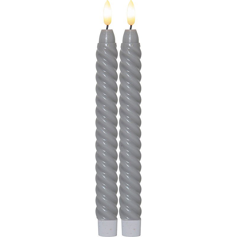 Antikljus Flamme Swirl 2-Pack Grå Antikljus Flamme Swirl 2-Pack Grå