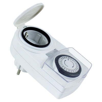Klockströmbrytare med timer Vit IP44 utomhus
