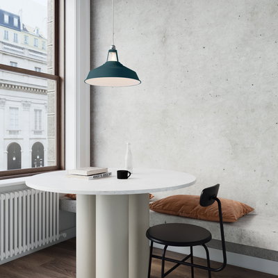 Lampskärm Harbour i emaljerad metall med E27 fattning, diameter 38cm Petrol