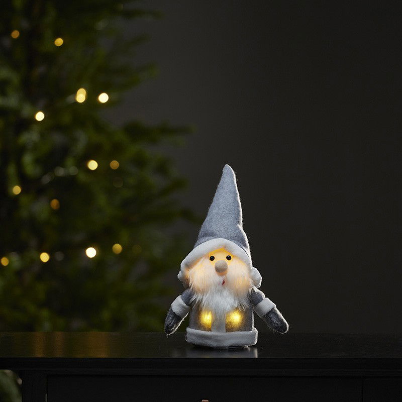 Juldekoration Panorama Joylight Tomte Grå 24cm Juldekoration Panorama Joylight Tomte Grå 24cm