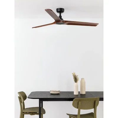 Takfläkt HEYWOOD Ø132cm Valnöt/Svart L Smart Appstyrd TUYA