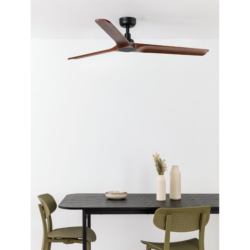Takfläkt HEYWOOD Ø132cm Valnöt/Svart L