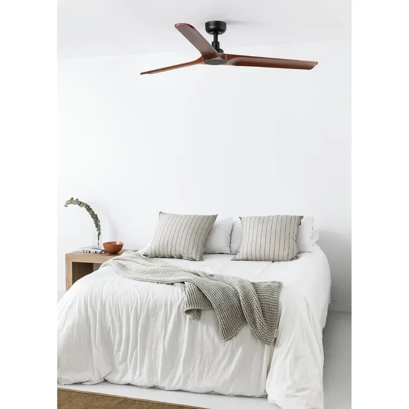Takfläkt HEYWOOD Ø132cm Valnöt/Svart L Smart Appstyrd TUYA