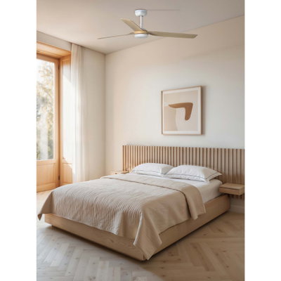Takfläkt PUNT Ø130cm Vit/Ljust trä M