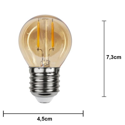 24V Klotlampa LED Amber Filament 0,23W 28lm  E27 2500K