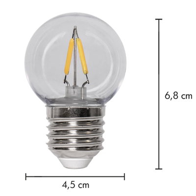 Klotlampa Plasthölje LED Filament 1,4W 120lm E27 2700K