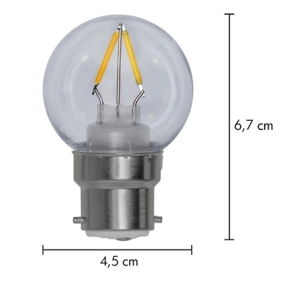 Klotlampa Plasthölje LED Filament 1,4W 120lm B22 2700K