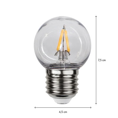 Klotlampa Plasthölje LED Filament Soft Glow 1,0W 70lm E27 2200K