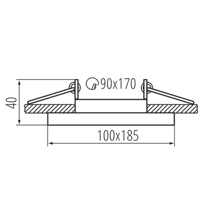 Downlight 2xGU10 ARET 185x100mm Vit
