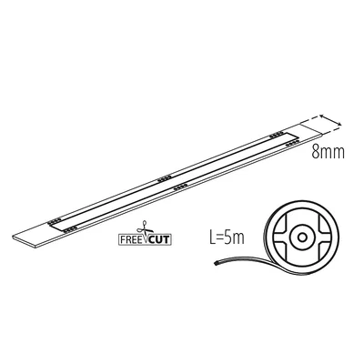 LED Strip COB Free Cut 12V 12W/m Kallvit 4000K
