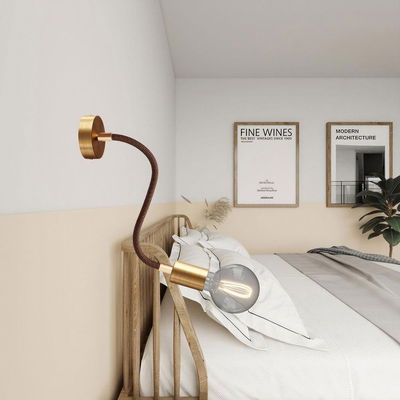 Flexibel textilkabel Whisky Svart med avslut i borstad brons, 30cm | Creative Cables