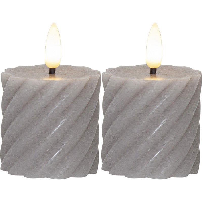 Antikljus Flamme Swirl 2-Pack Grå Antikljus Flamme Swirl 2-Pack Grå