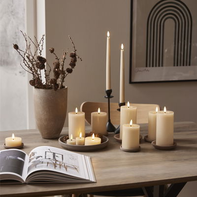 Blockljus Flamme Flow Beige 15cm