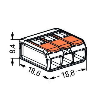 Wago 221-413 3-Pol Kopplingsklämma 4 mm²
