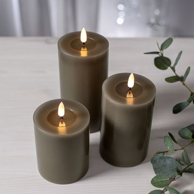 Blockljus Flamme Flow Mörkbrun / Mullvad 12,5cm