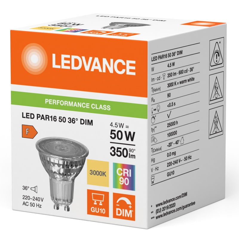 Spot/Reflektorlampa LED 350lm GU10 3000K Dim 35 (1)
