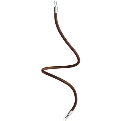 Flexibel textilkabel Whisky Svart med avslut i borstad titan, 90cm | Creative Cables