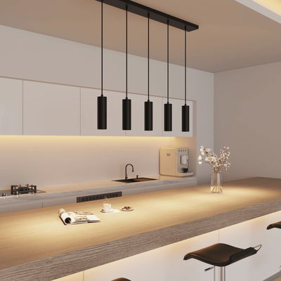 Takpendel 1-meter med 5st GU10 lampor Svart