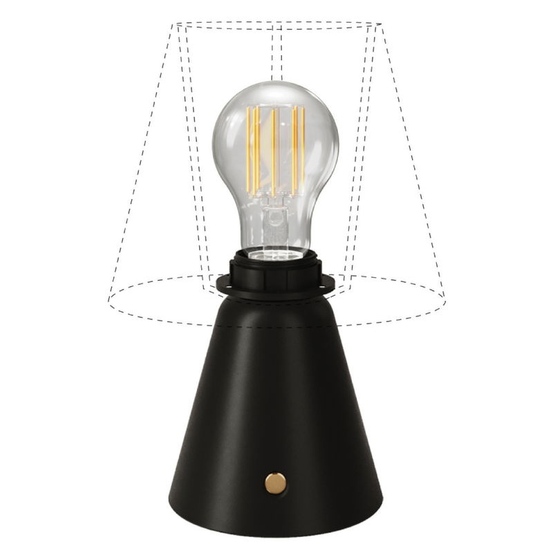 Uppladdningsbar Bordslampa Cabless11 Svart inkl. ljuskälla för lampskärm