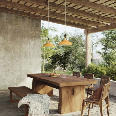 Lampskärm Harbour i emaljerad metall med E27-fattning, diameter 38cm - Senapsgul