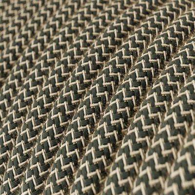 Textilkabel Antracitgrå och beige ZigZag 2x0.75 mm²